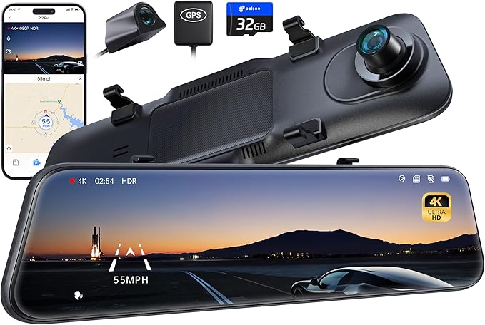 P12 Pro 4K Mirror Dash Cam – ADAS & Blind Spot Detection