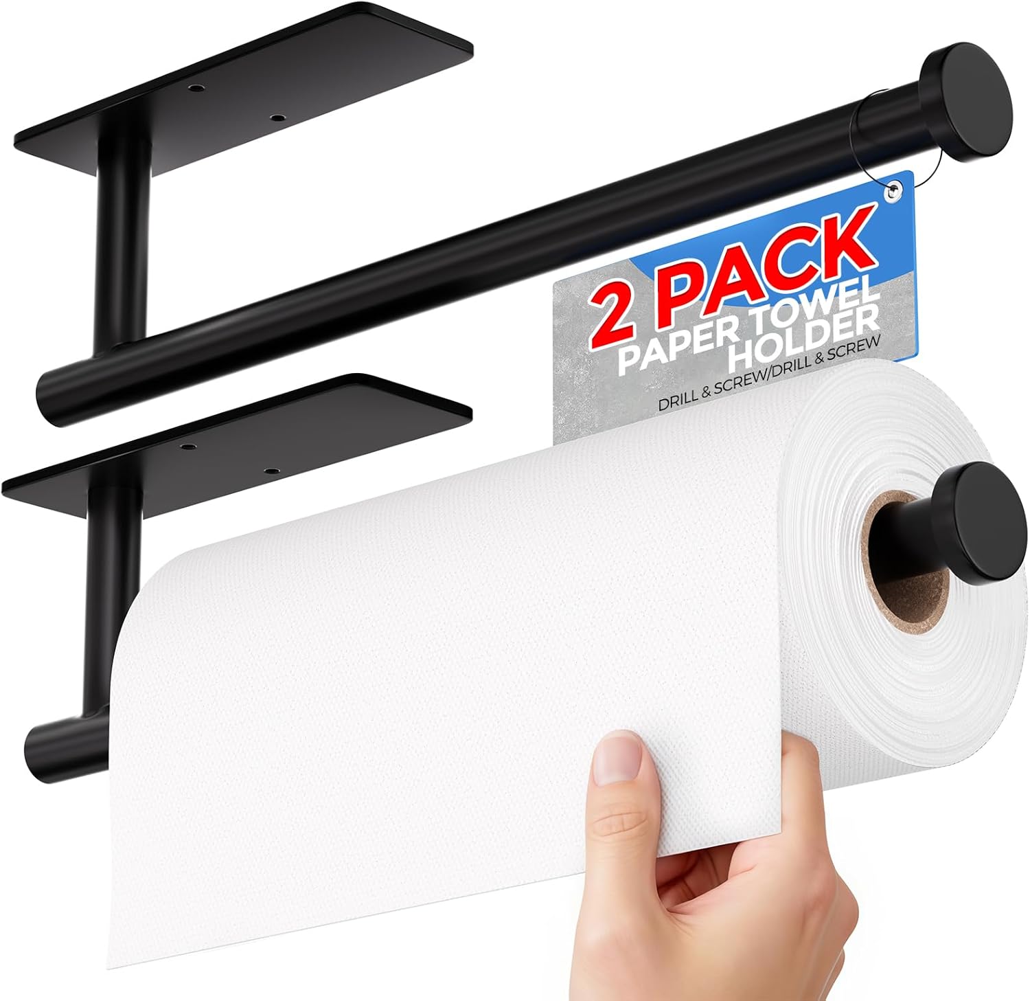 2‑Pack Under Cabinet Paper Towel Holder