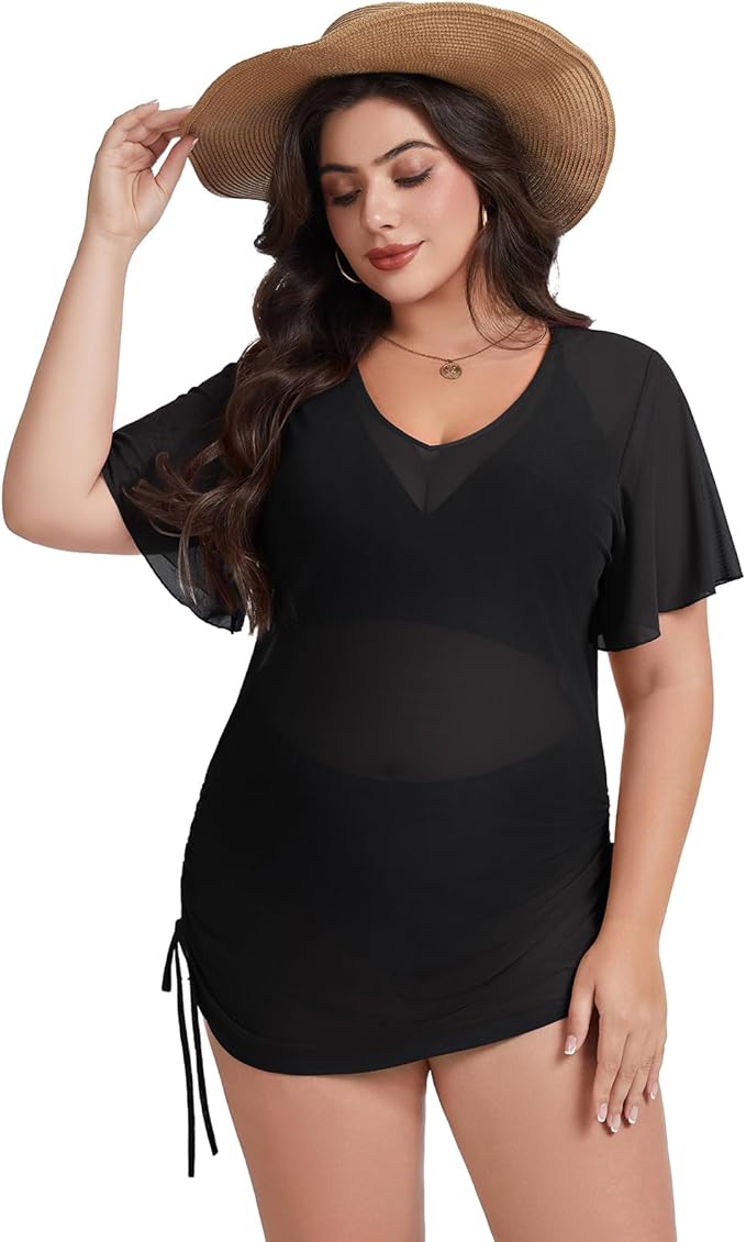 Plus Size Mesh Cover Up – Sheer Beach Dress