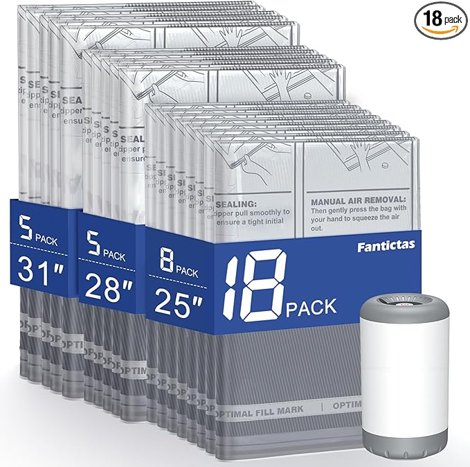 Rechargeable Vacuum Storage Bags – 18 Pack