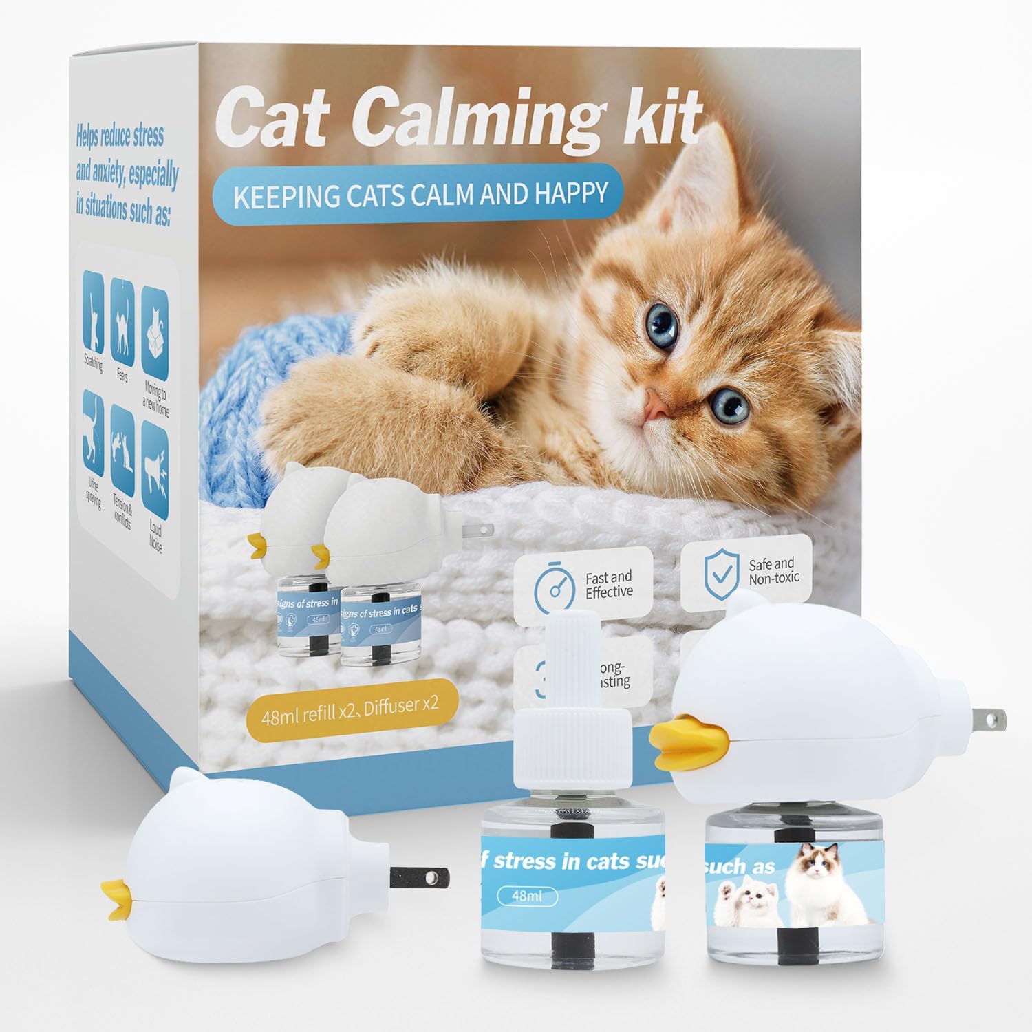Cat Calming Diffuser – 2 Pack, 30‑Day Stress Relief