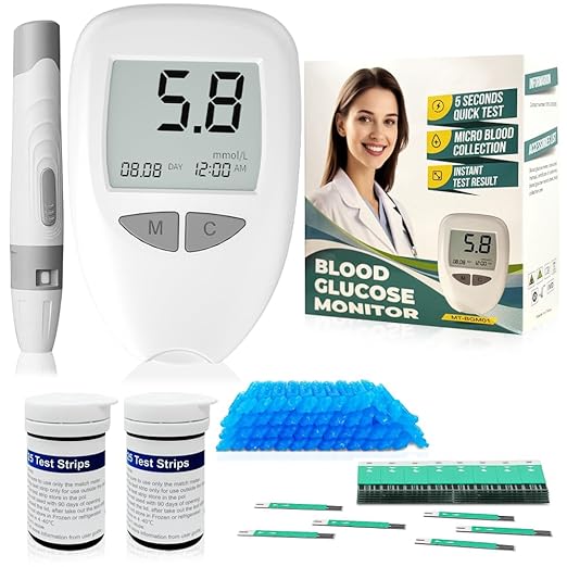 Blood Glucose Monitor Kit – 50 Strips & Lancets, Travel Size