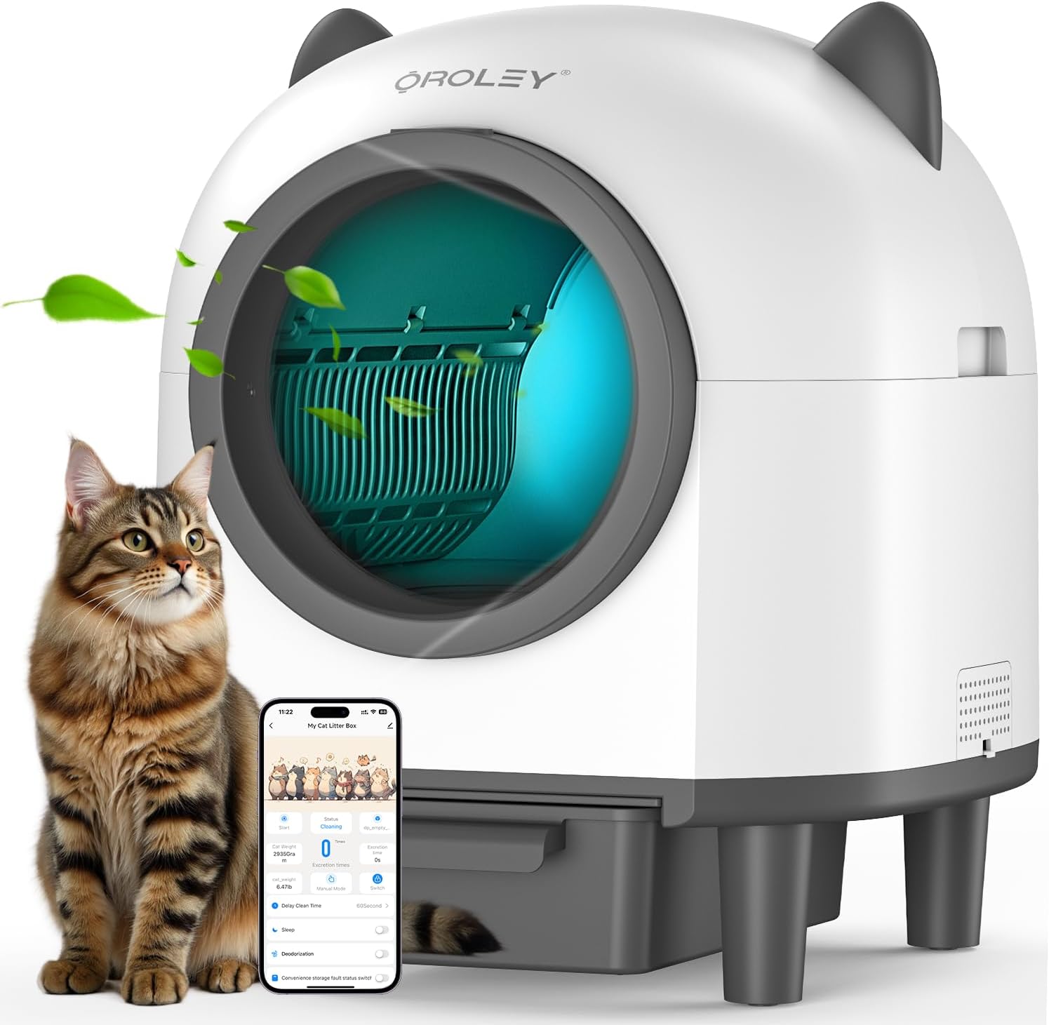 Self-Cleaning Litter Box – APP Control & Cat Ears Design