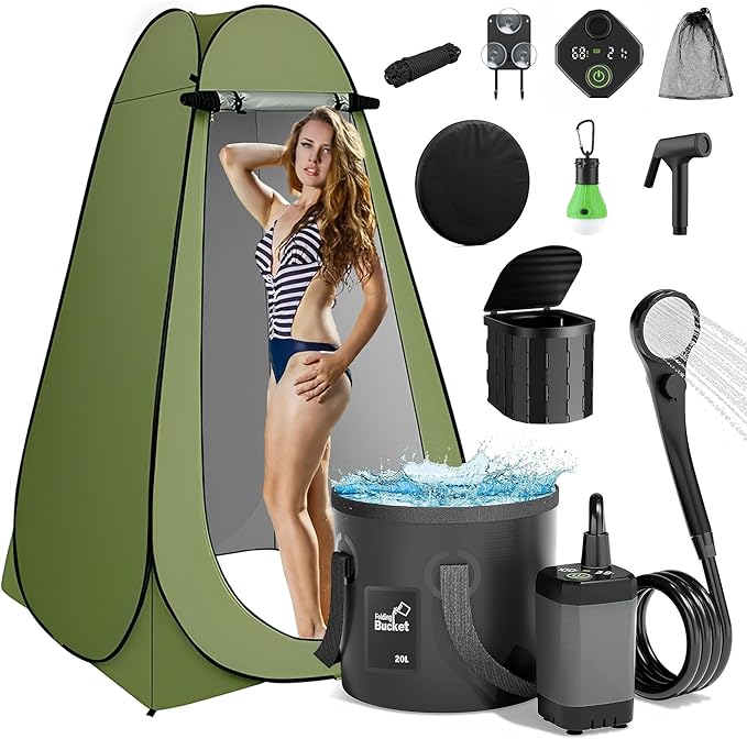 Pop Up Camping Shower & Privacy Tent Kit – Portable Outdoor Toilet & Shower
