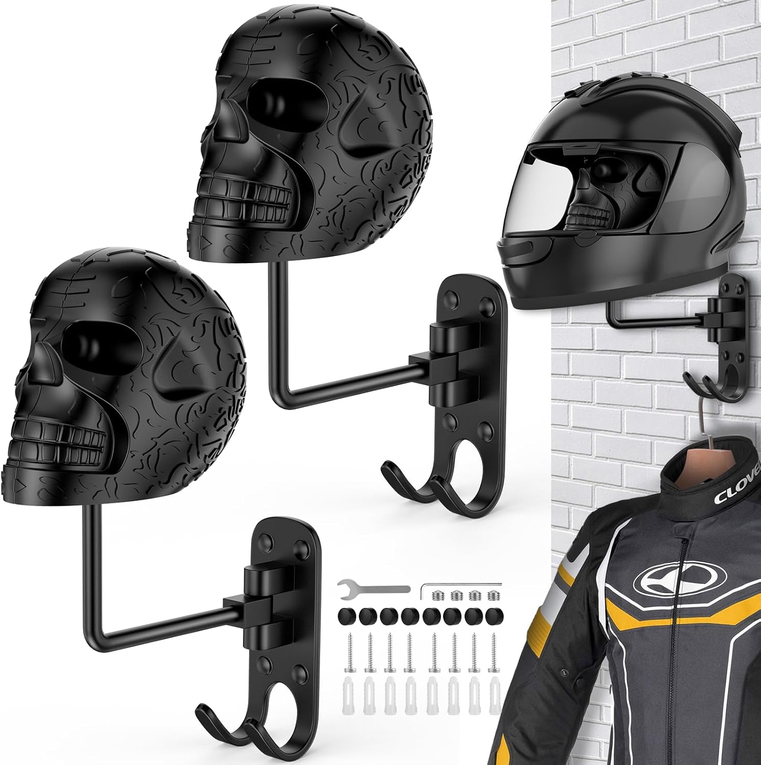 2‑Piece Skull Motorcycle Helmet Holder