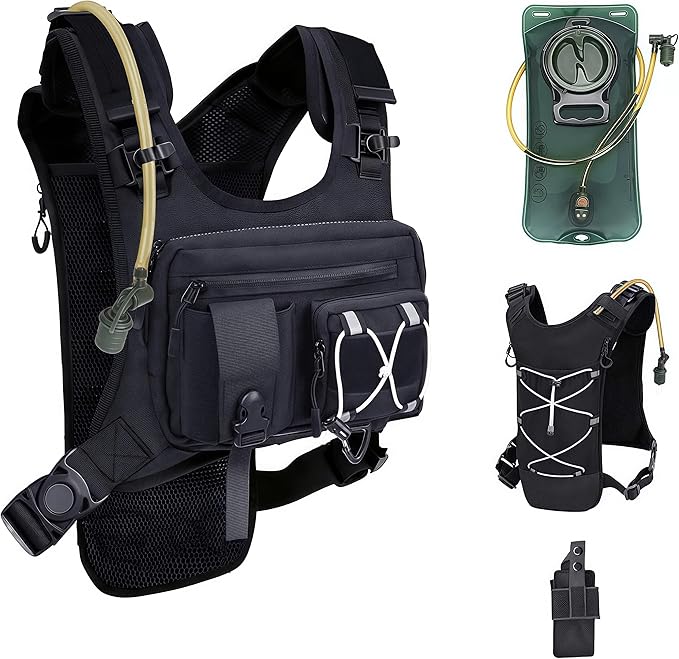 Hydration Vest Chest Bag – 2L Water Bladder, Reflective