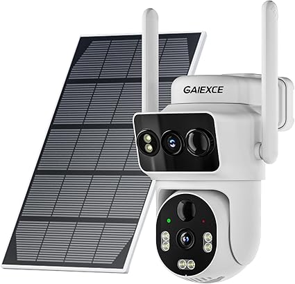 Solar-Powered Dual Lens Security Camera