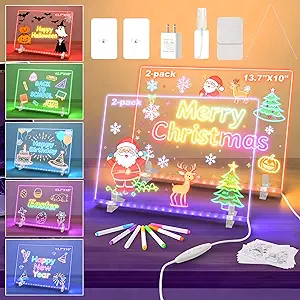 LED Light‑Up Dry Erase Board – 7 Colors, 2‑Pack