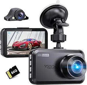 Miden S9 4K+2.5K Dash Cam – Front & Rear, 64GB Card