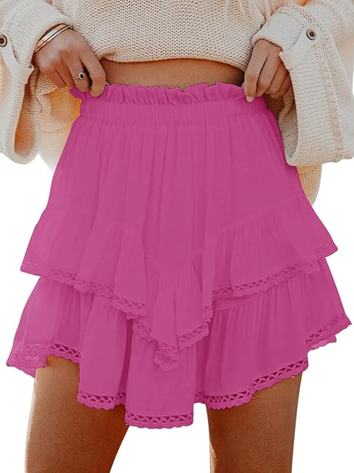 Boho Ruffle Tiered Skorts – High Waist Flowy Shorts
