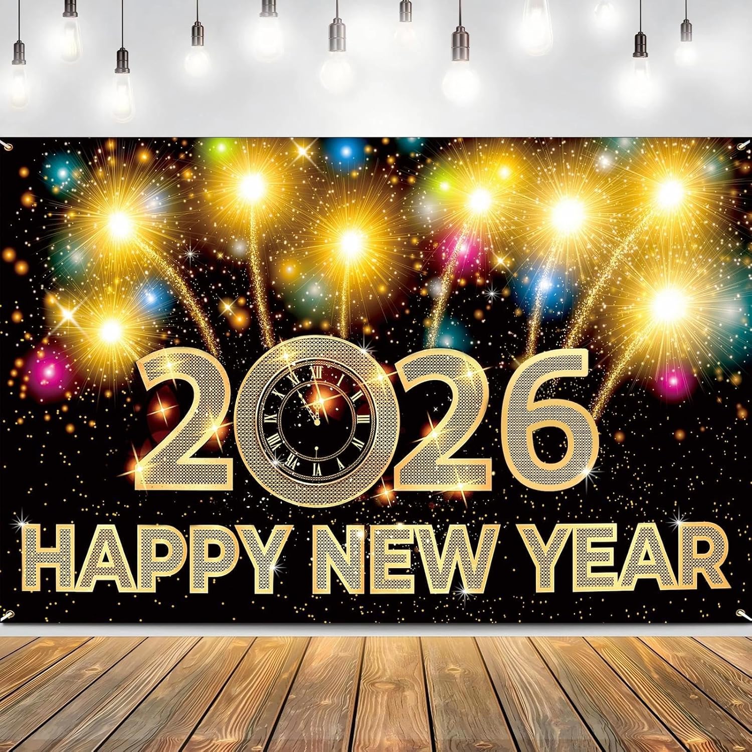Happy New Year Backdrop 2026 – Large 72×44 Inch Banner