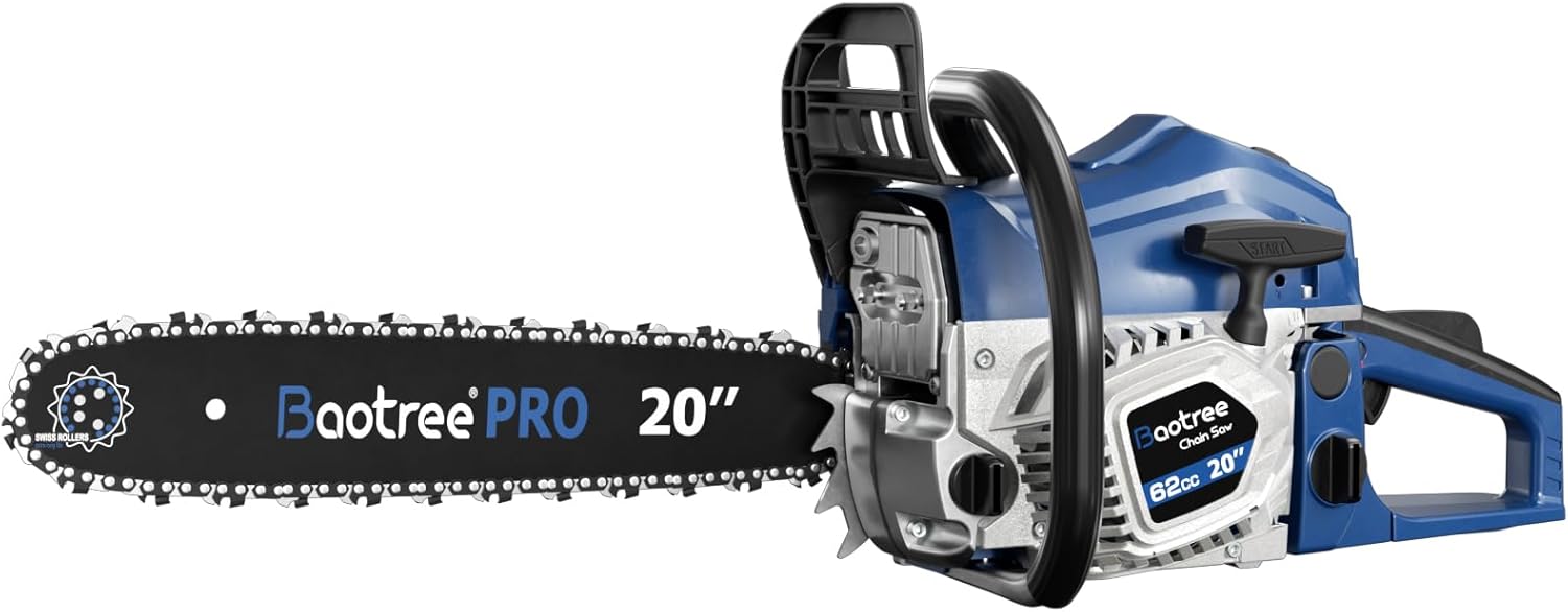 62CC Gas Chainsaw – 20‑Inch Bar, Professional Power with Quick‑Start