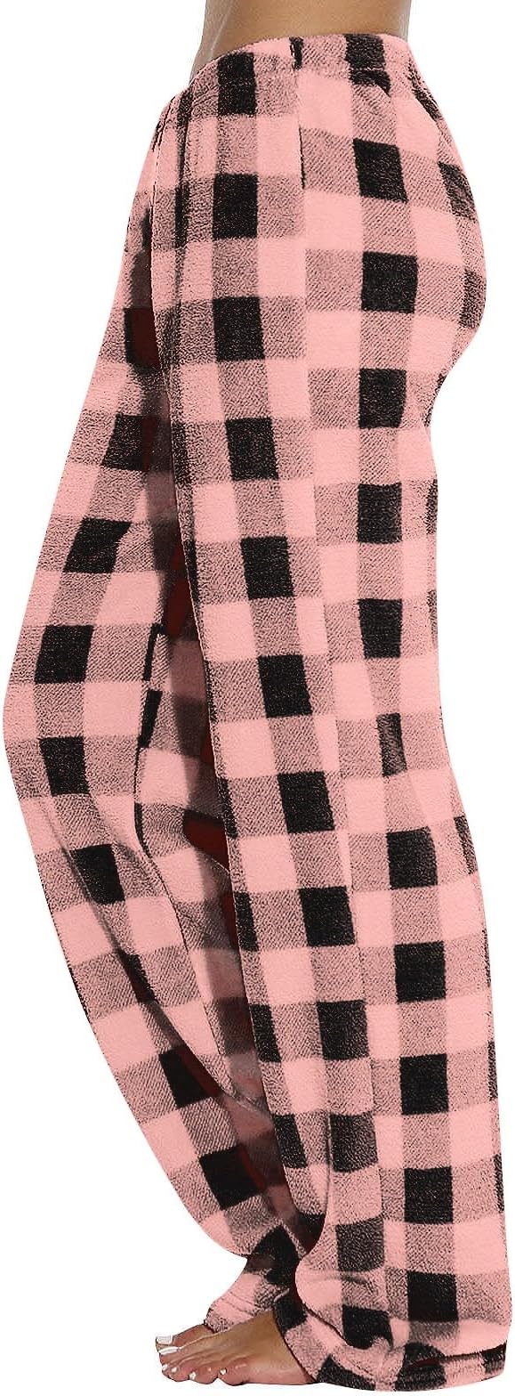 Sherpa Plaid Pajama Pants – High Waist, Wide Leg, Flannel