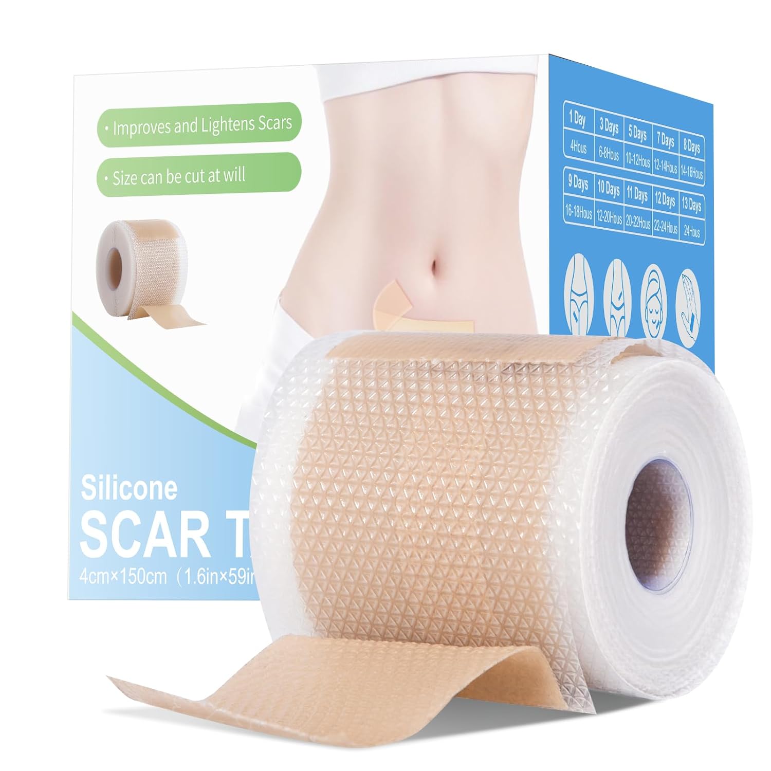 Silicone Scar Sheets – Medical Grade Scar Tape, 1.6″ x 120″ (2 Rolls)