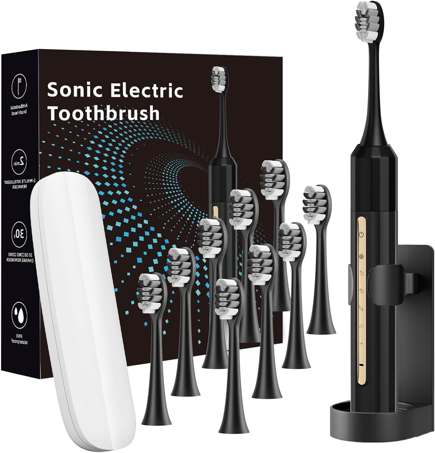 Sonic Electric Toothbrush – 30-Day Battery & 10 Brush Heads