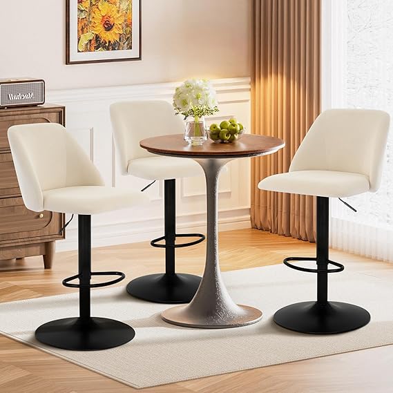 COLAMY Adjustable Fabric Bar Stools