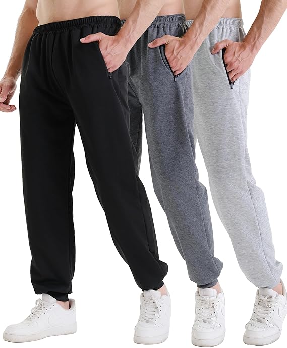 3-Pack Men’s Workout Joggers with Pockets