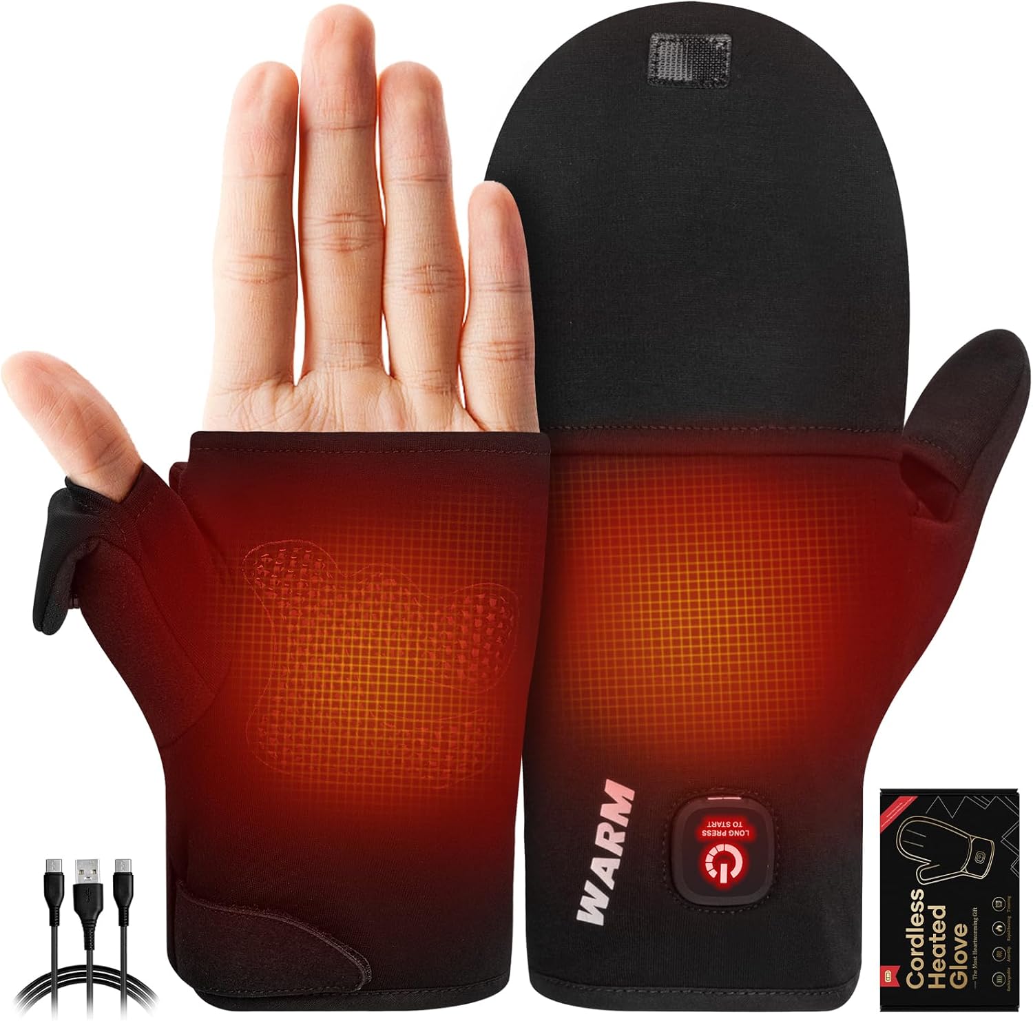 Rechargeable Heated Gloves – Fingerless Flip Top