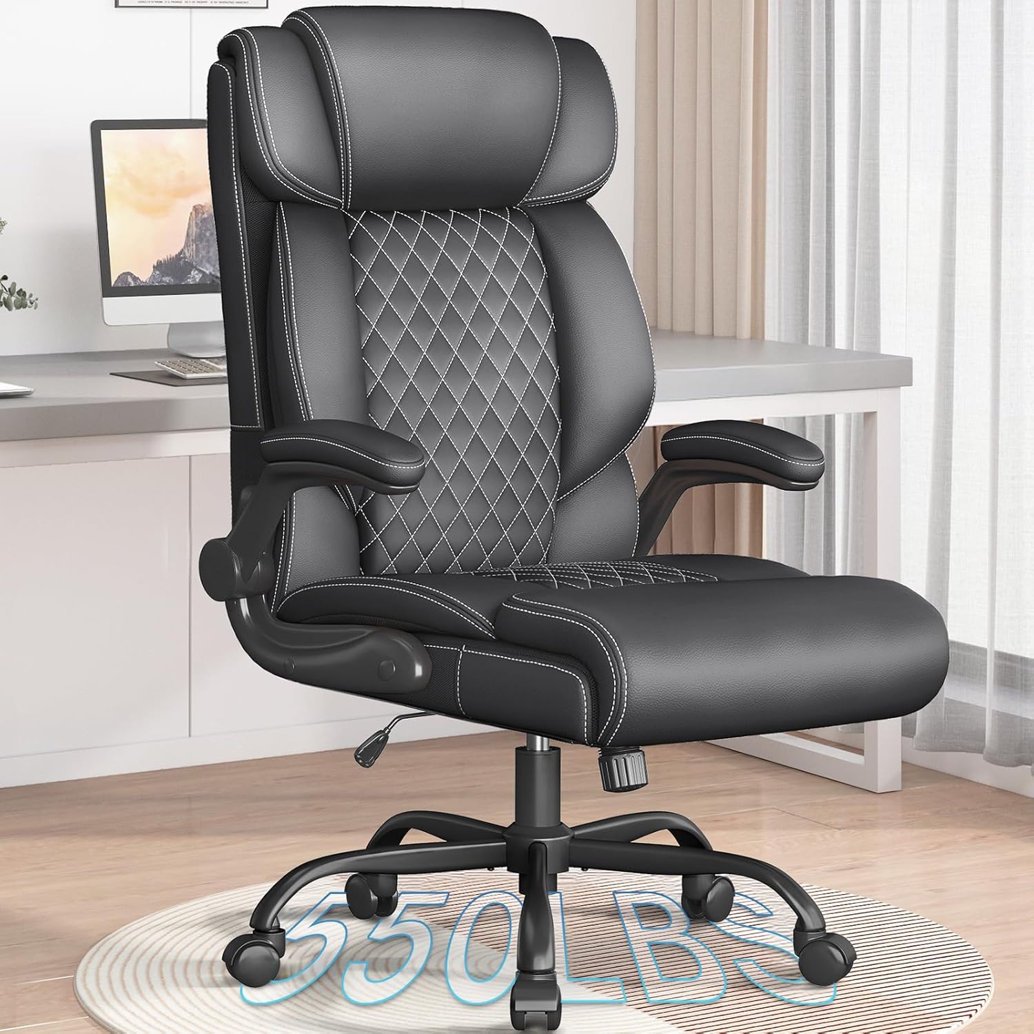 Ergonomic Big & Tall Office Chair – Adjustable Flip‑Up Armrests & Lumbar Support