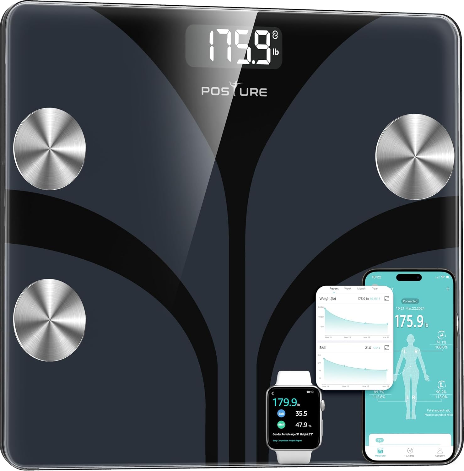 Smart Body Weight Scale – 13‑In‑1 Body Composition Analyzer with App Sync