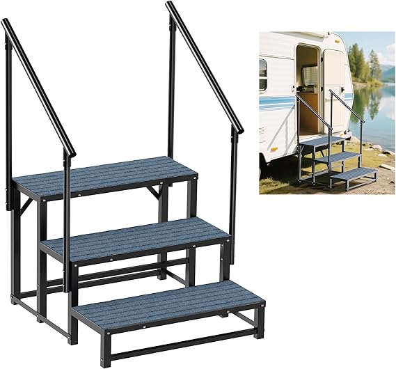 RV Steps with 2 Handrails