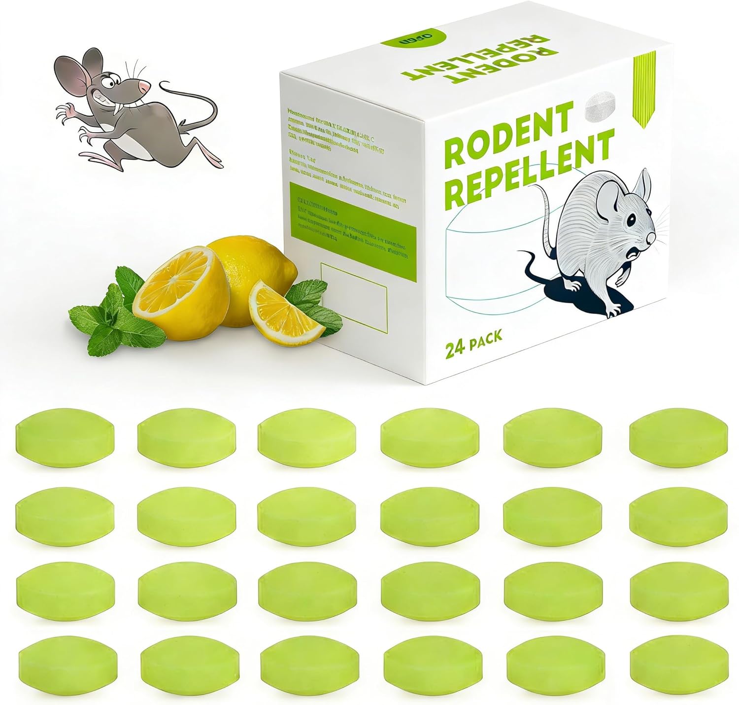 Peppermint Oil Rodent Repellent – 24 Pack, Safe for Pets