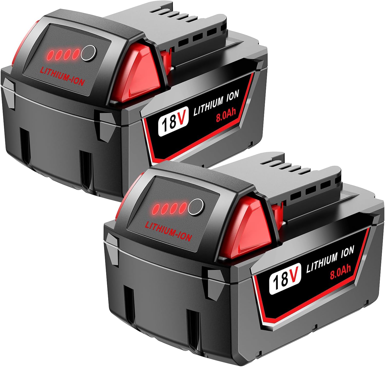 2-Pack 8.0Ah M18 Replacement Battery for Milwaukee 18V Tools