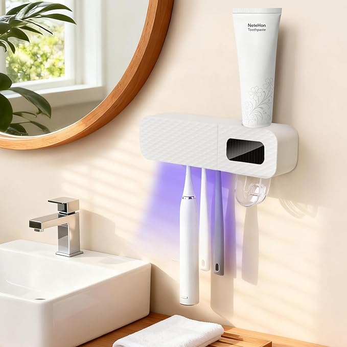Smart Toothbrush Holder – Wall Mount, Drying & Toothpaste Dispenser