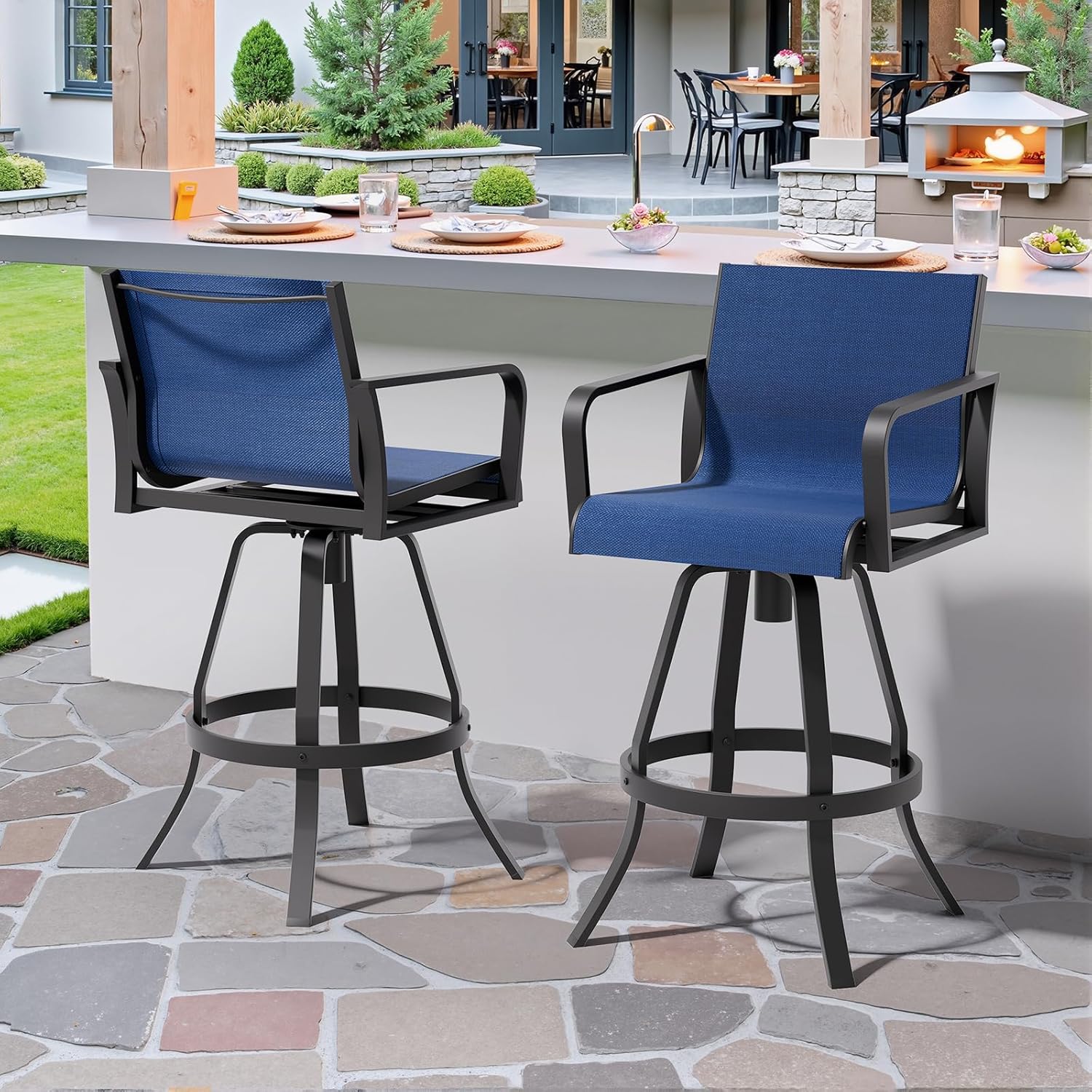 Crestlive Outdoor Swivel Bar Stools Set of 2