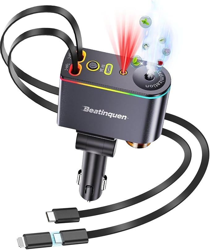 5-in-1 Car Charger – 66W Fast Charge & Air Freshener