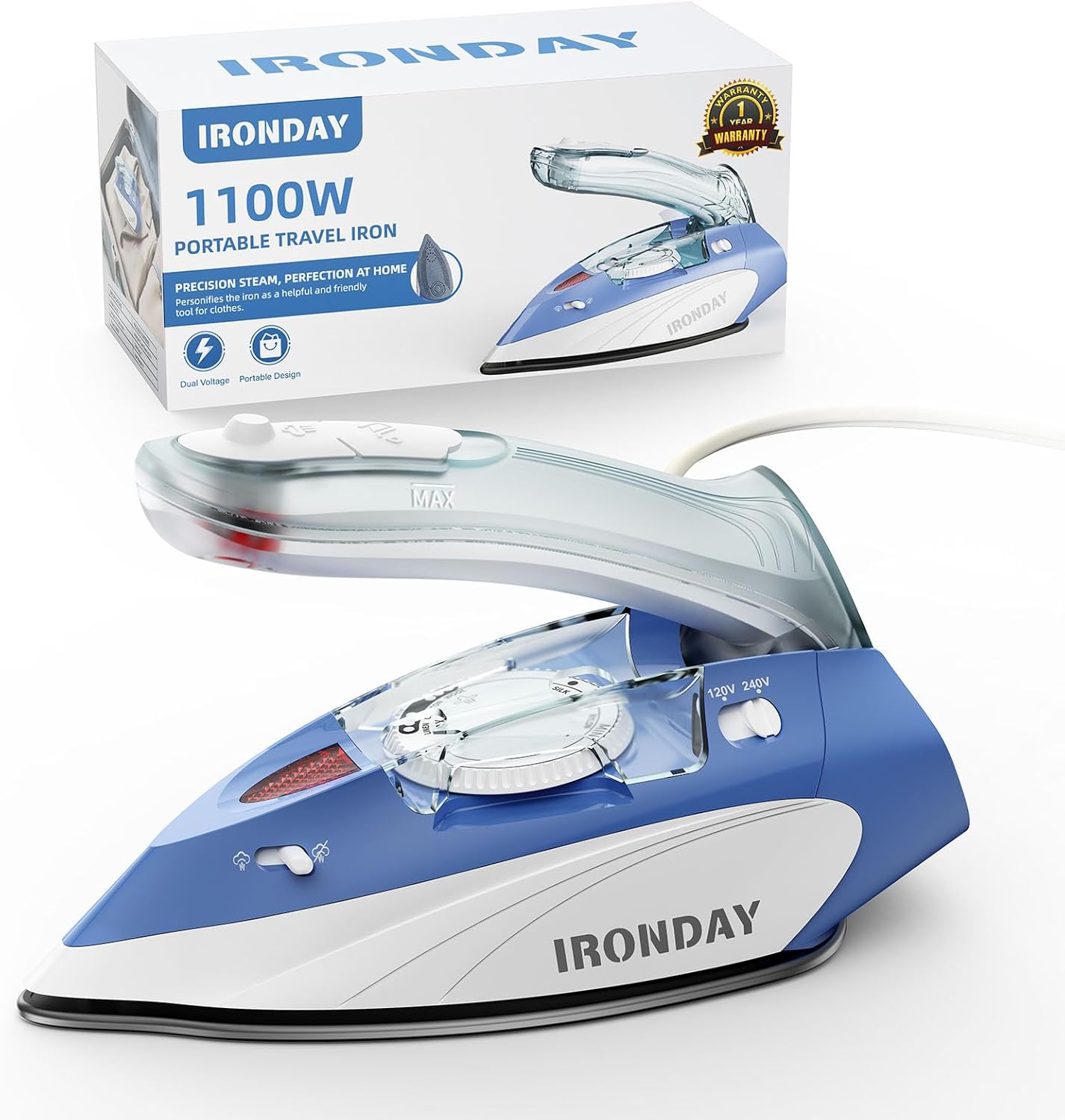 Mini Travel Iron with Steam – Dual Voltage 1100W