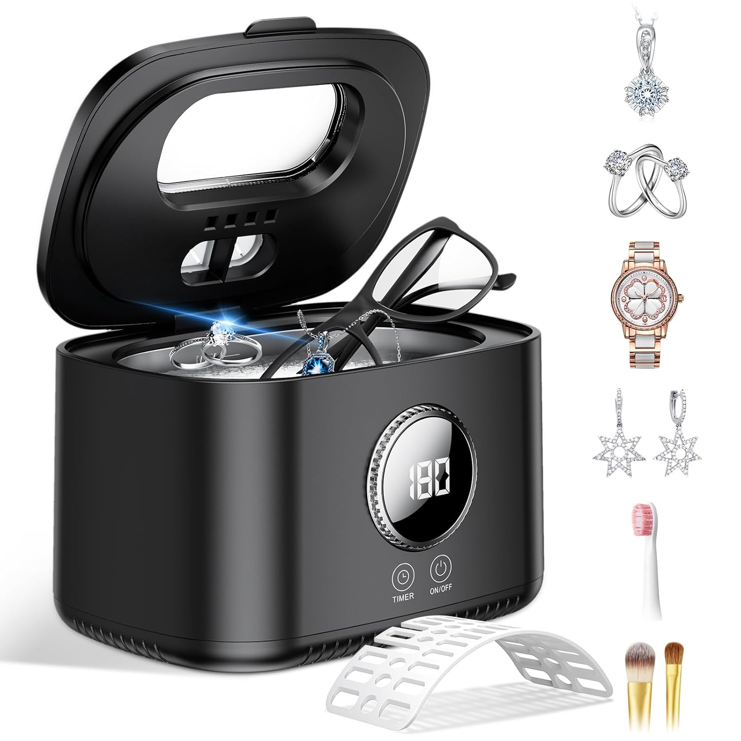 Ultrasonic Jewelry & Retainer Cleaner with UV