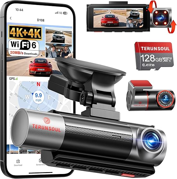 4K+4K+1080P 3 Channel Dash Cam with Cabin Camera