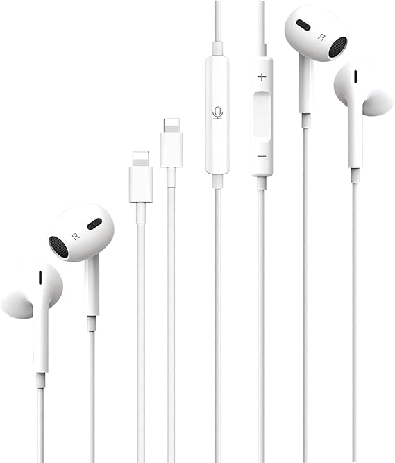 2-Pack for iPhone Headphones Wired Lightning Earbuds