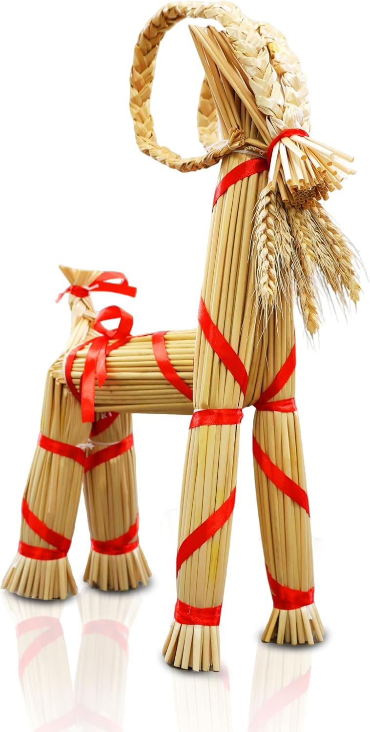 16‑Inch Swedish Straw Christmas Goat – Handmade Holiday & Yule Decoration