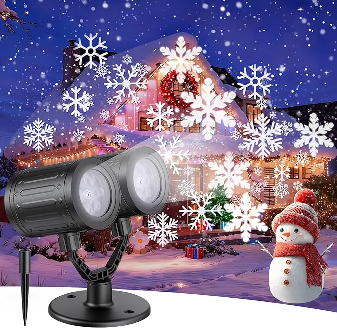 Double-Head Snowflake Christmas Projector Lights – Outdoor Holiday Decor