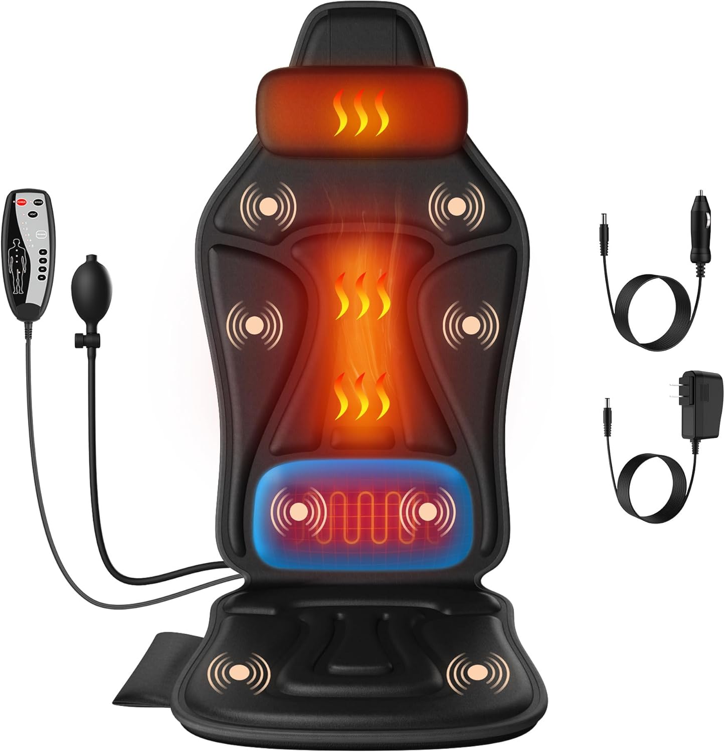 Heated Back & Seat Massager – Chair Pad with Lumbar Support