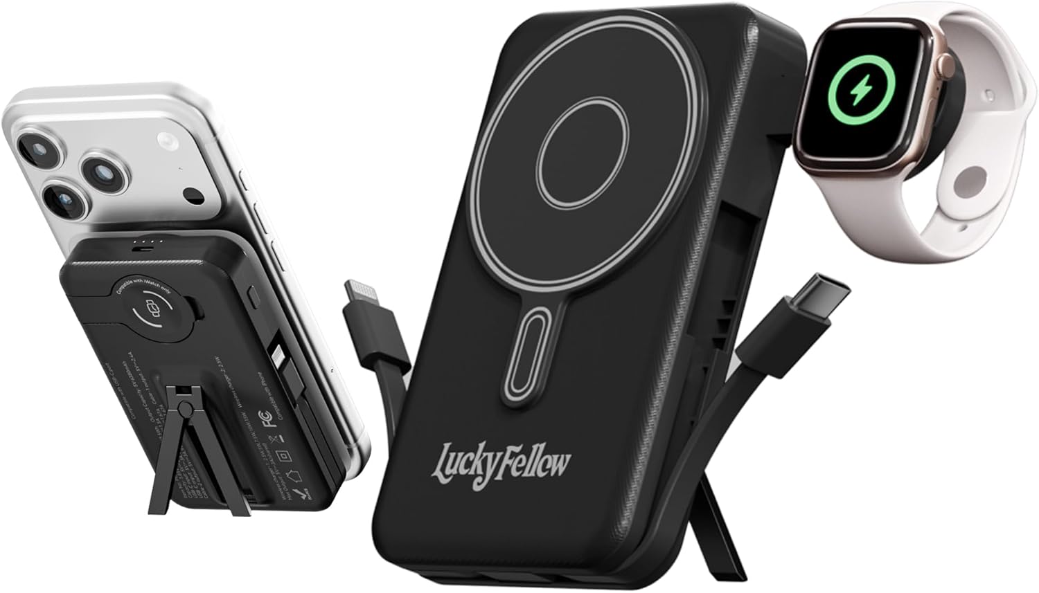 Magnetic Portable Charger Built-in Cables