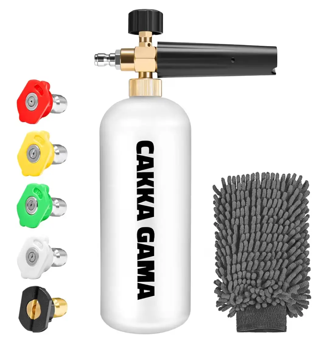 1L Foam Cannon for Pressure Washer | Adjustable Soap Cannon with 5 Nozzle Tips