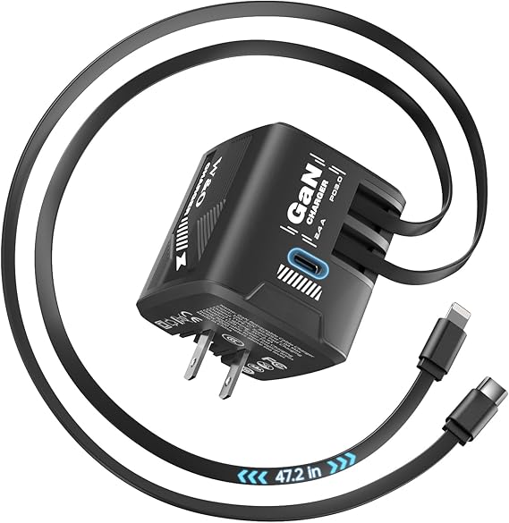 60W Retractable Fast Charger with Cables