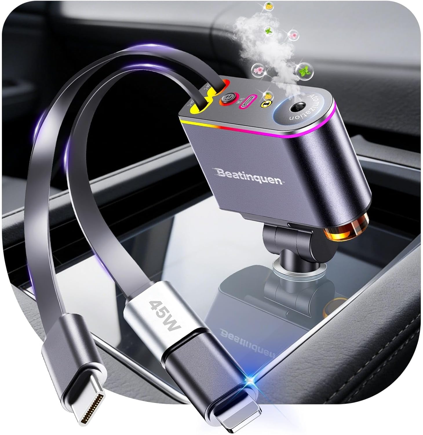 5-in-1 Car Charger – 66W Fast Charge & Air Freshener