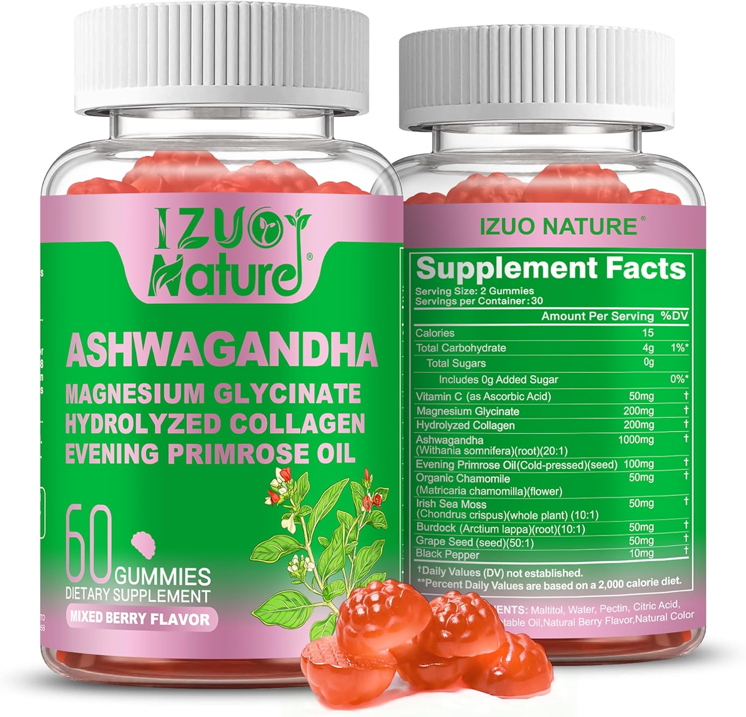 Ashwagandha Gummies for Women – Stress Relief with Magnesium, Collagen & Primrose Oil