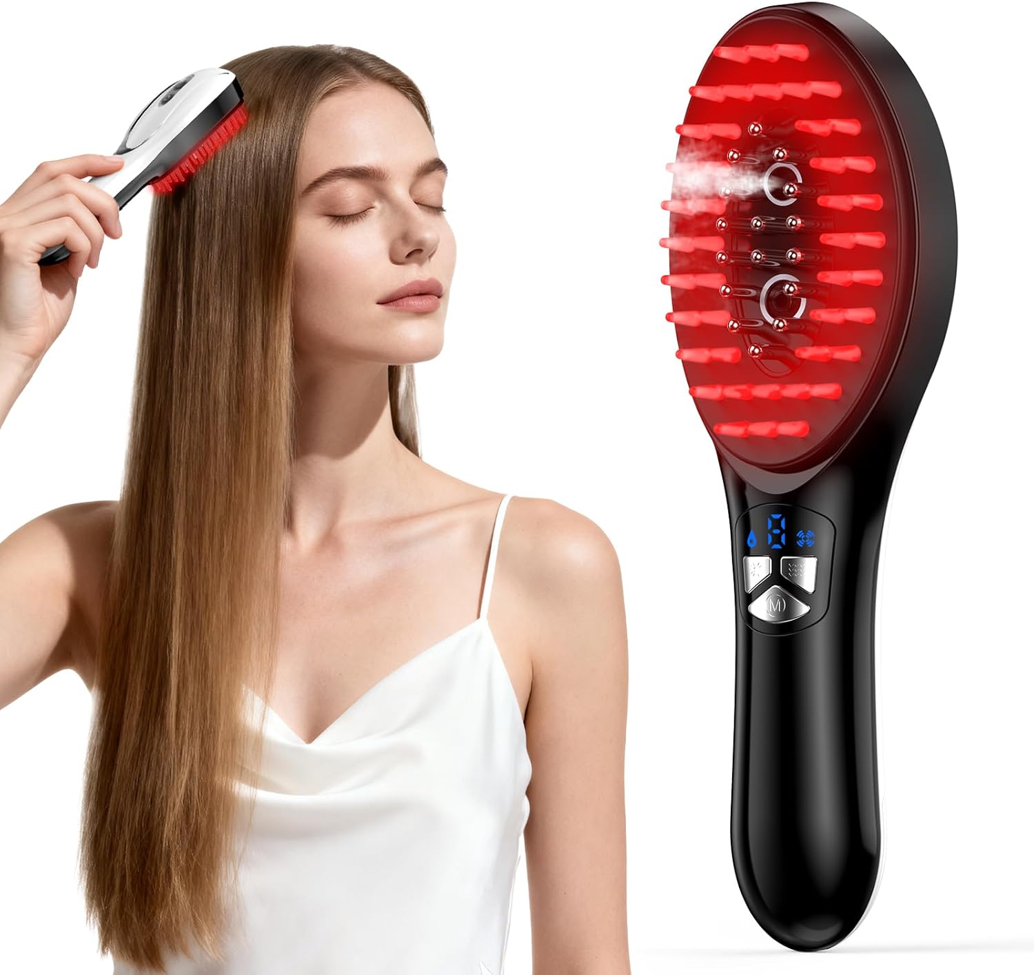 6‑in‑1 Rechargeable Scalp Massager – Vibration Brush & Nano Mist