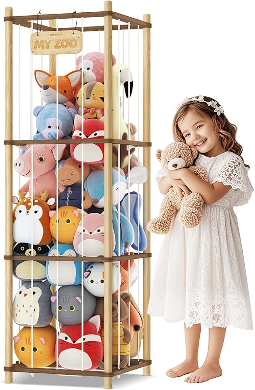 Stuffed Animal Storage Zoo – Large Capacity Wood Toy Organizer