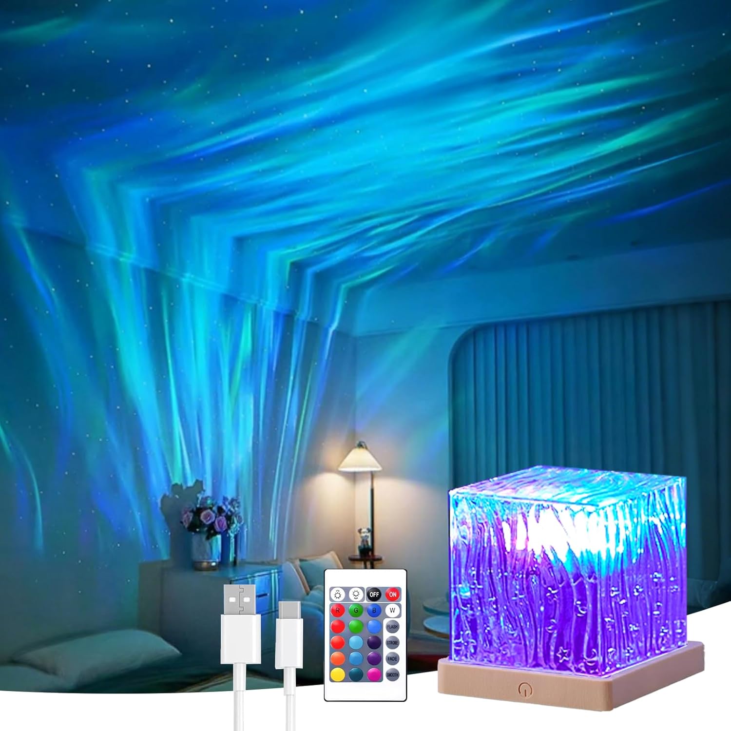 Rechargeable Northern Lights Projector – Galaxy Mood Lighting Lamp