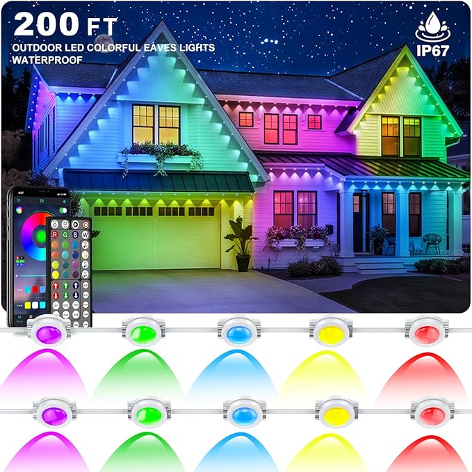200ft Permanent Outdoor RGB Eave Lights