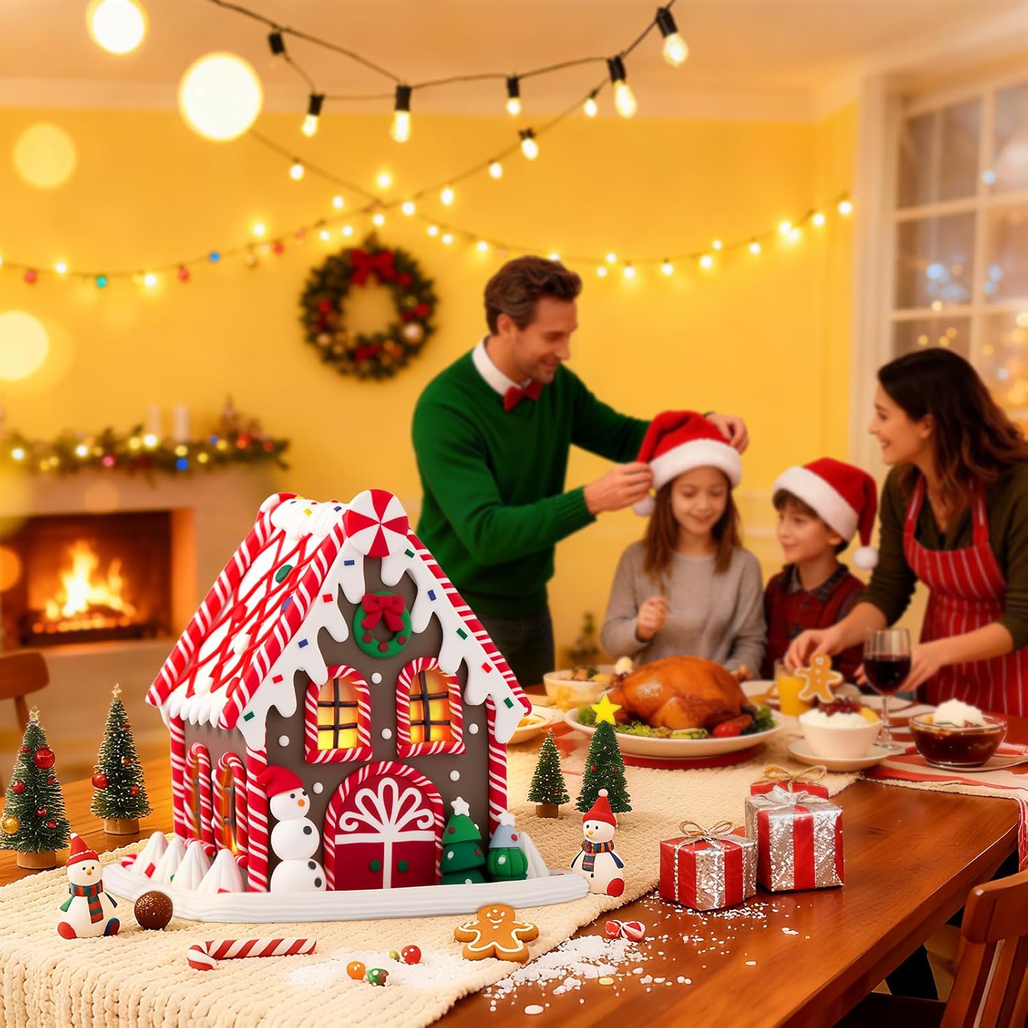 Gingerbread House Decorations – 6.3” Snow Cottage