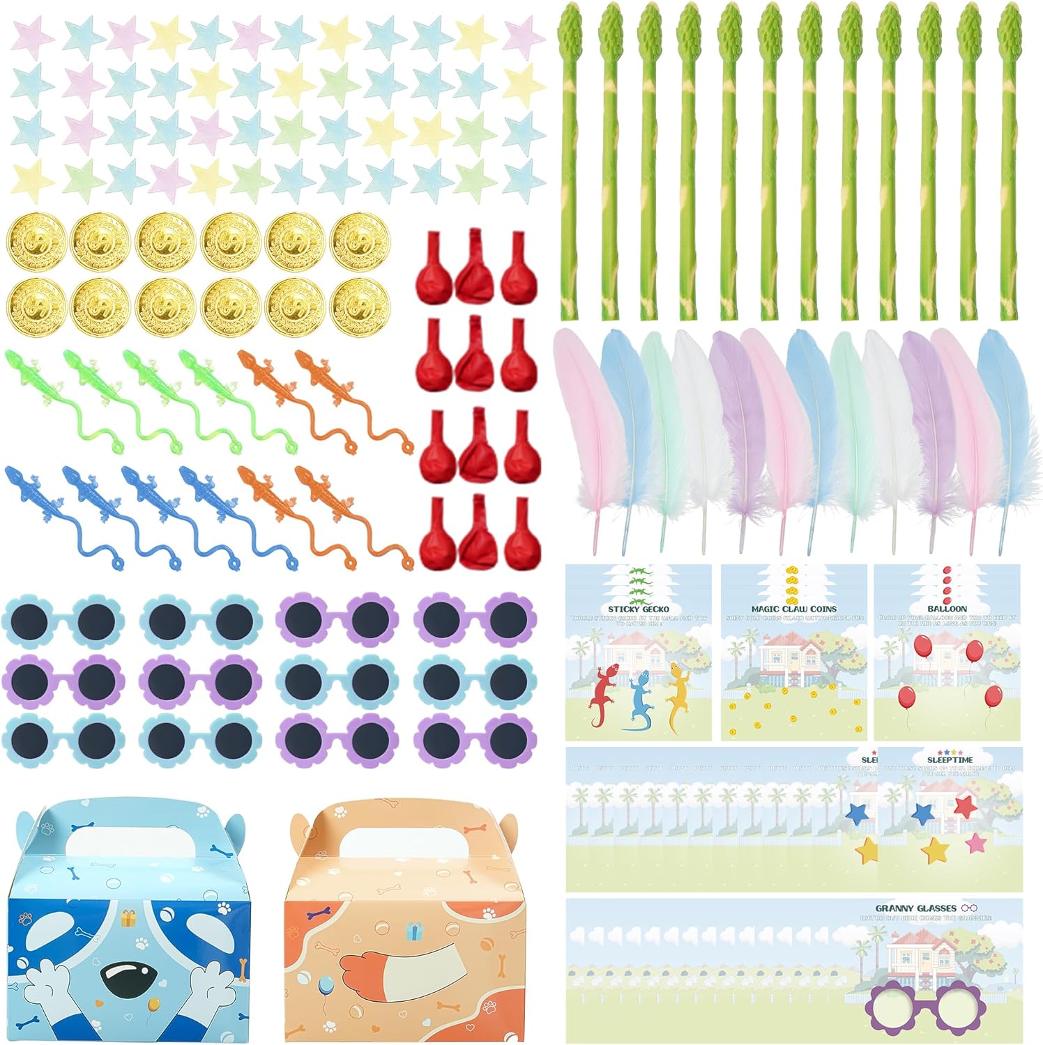 Blue Dog Party Favors – 256pcs Stickers & Toy Set