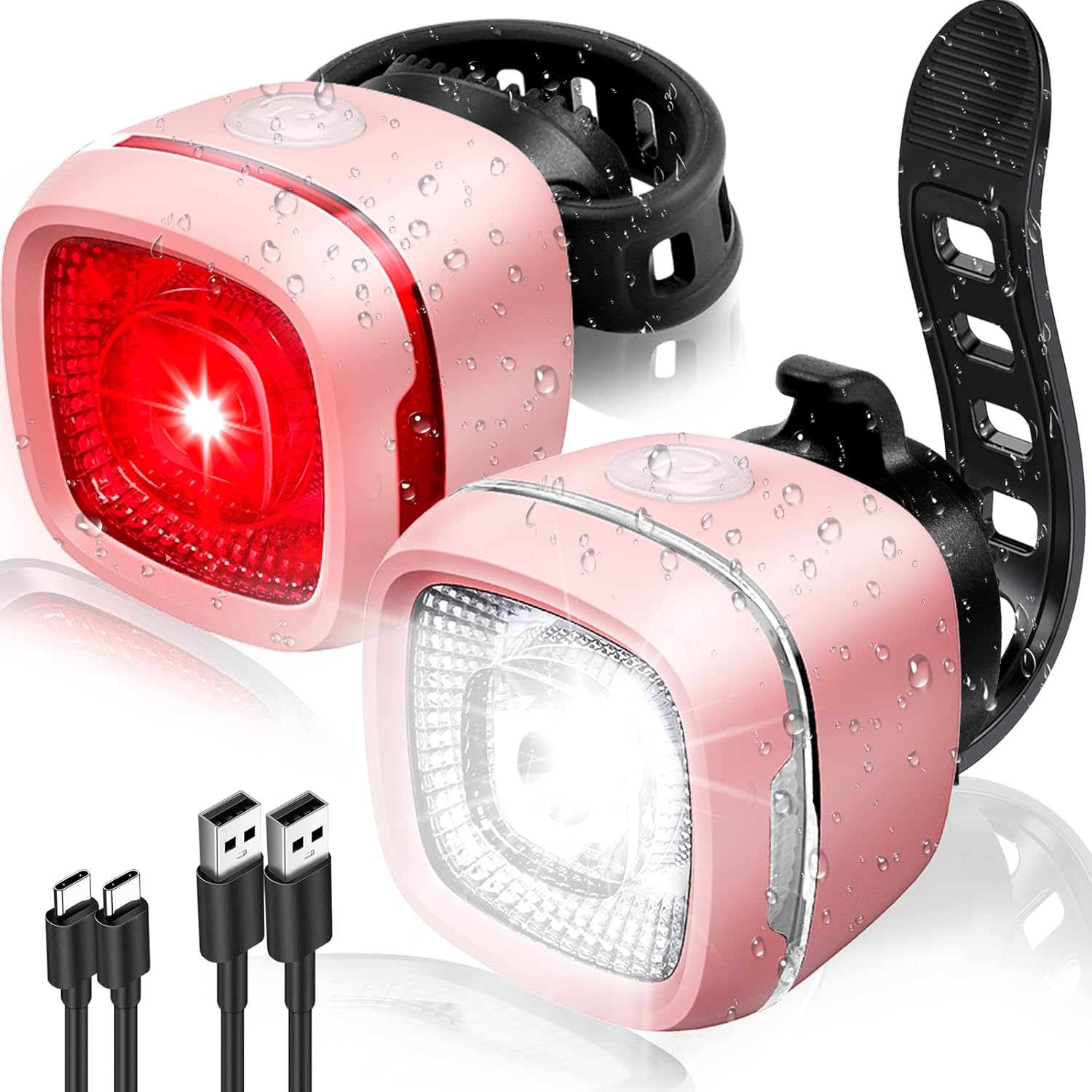 Bicycle Front and Rear Lights Set, USB-C Rechargeable Bike Light