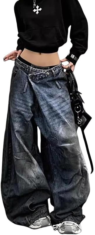 Vintage Baggy Jeans for Women & Men – Y2K Wide-Leg Denim Pants
